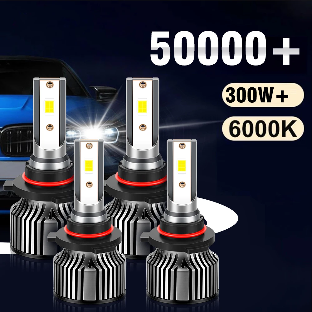 300W 9005 HB3 9006 HB4 LED Headlight Bulbs 50000LM H1 H4 H8 H9 H11 H13 9012 HIR2 Auto Headlamps 6000K White 12V Car Fog Lights