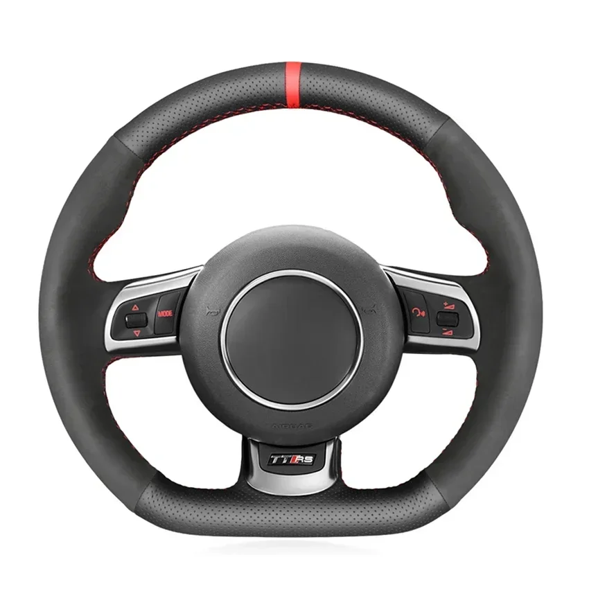 

Черный чехол на руль из искусственной замши для Audi TTRS 8J 2009-2014 R8 2010-2015 RS3 8P 2011-2013 RS6 C6 2008-2010