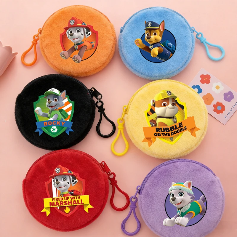 Cartoon Paw Patrol Coin Purse Marshall Rubble Zipper Key Pouch Cute Dog Print Pocket Money Bag Small Coin Wallet Party Gift Bag