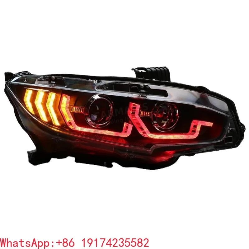 

Hot Selling Headlight Assembly LED Red DRL Front Lamps Turn Signal Head Light for Honda Civic X 2016 2017 - 2023