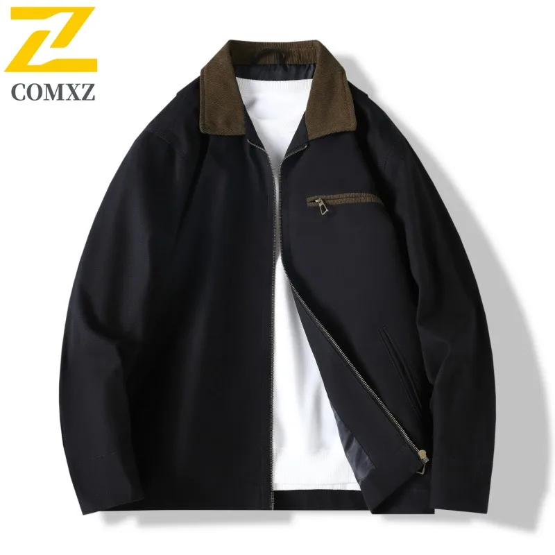 

Куртка COMXZ, осенняя классическая куртка с отложным воротником, легкое походное пальто, мужское ветрозащитное пальто для кемпинга, удобная треккинговая одежда