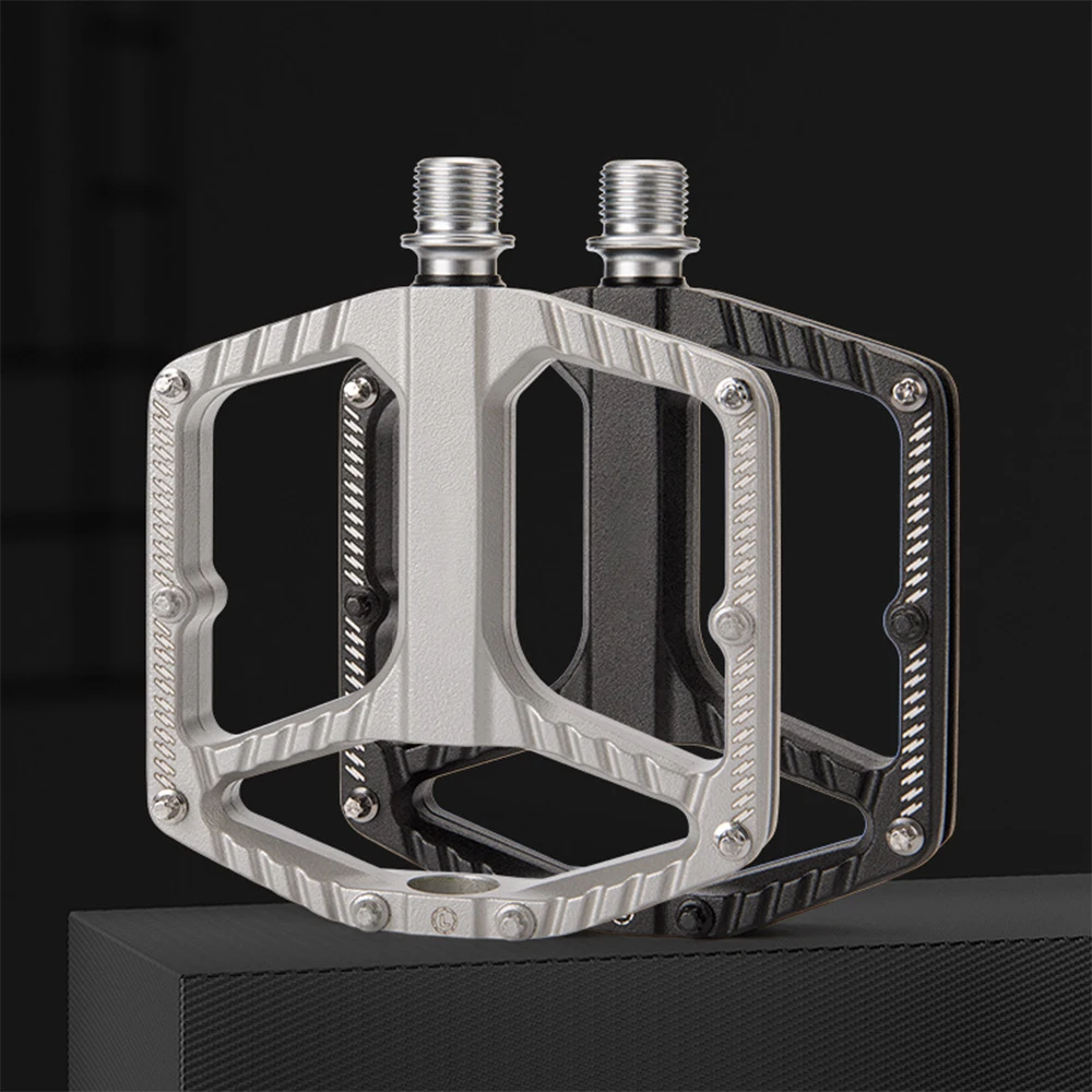 Skid Pedals Aluminum Bike Pedals For Rugged Trails Lightweight Construction Stainless Steel Spikes Waterproof Design