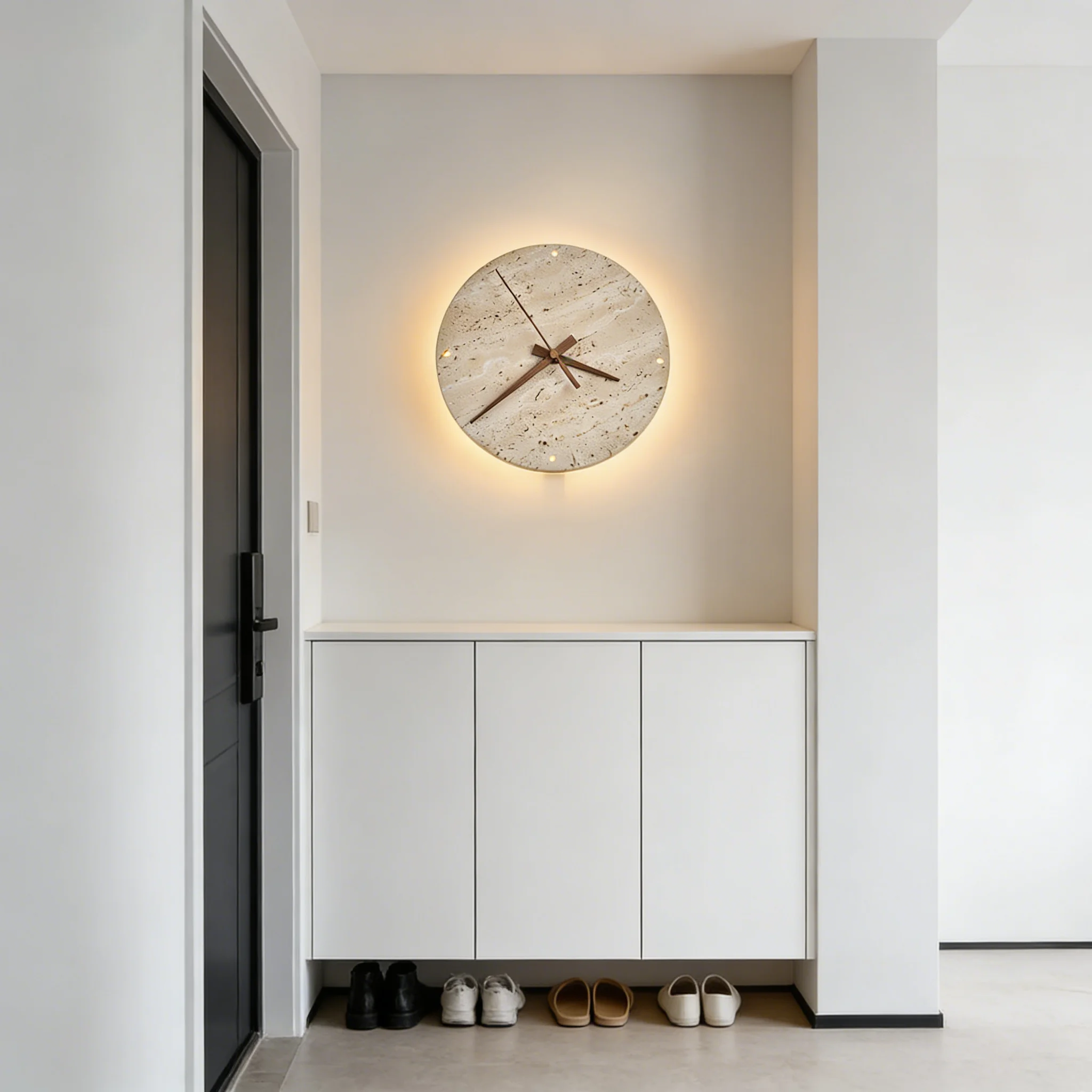 

Japanese-Style Wabi-Sabi Yellow Cave Stone Wall Lamp with Clock Bedside Lighting for Bedroom Background Decor
