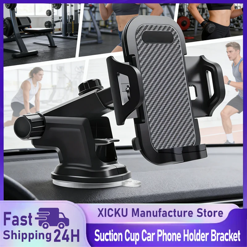 360 °   Suporte Universal para Celular de Carro com Ventosa para Painel e Para-brisa - Compatível com iPhone 17 16 15 Samsung Xiaomi