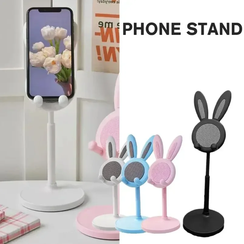 Universal Phone Stand Cute Bunny Adjustable Height Desk Holder Anti-Slip EVA for iPhone Samsung Video Call Class