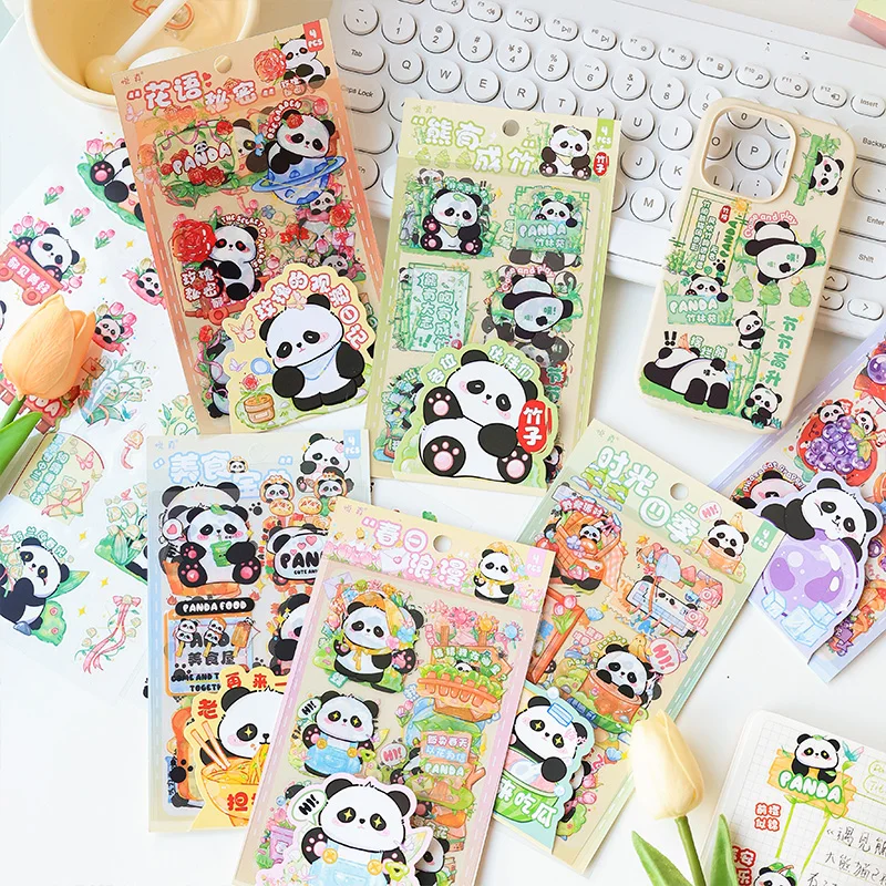 12packs/LOT Cute Panda series cute lovely creative decoration DIY PET stickers