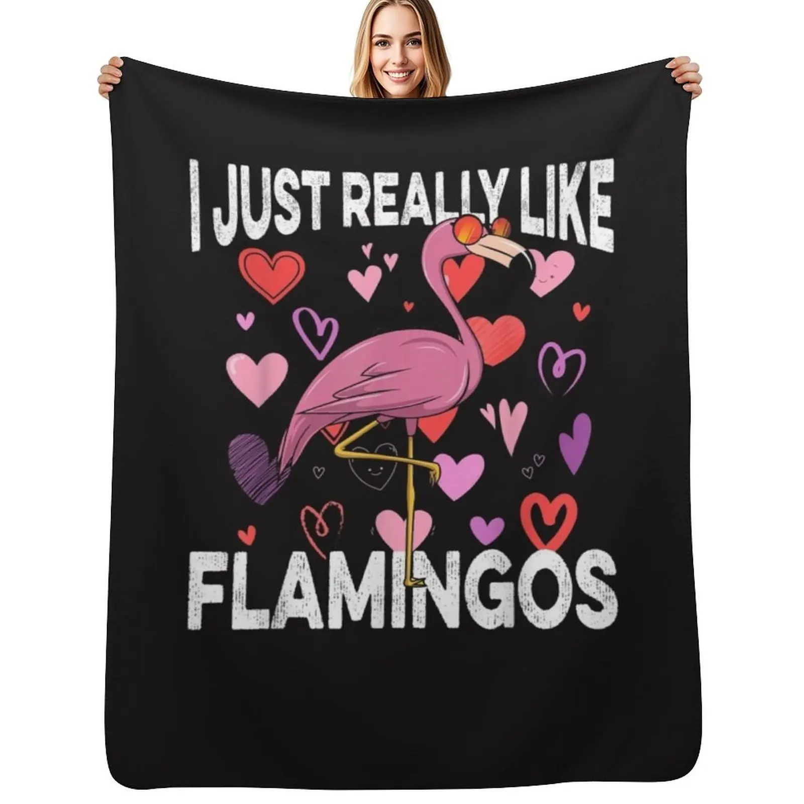 

I Just Really Like Flamingos OK Flaningo Lover Throw Blanket Camping Hairy Kid'S Blanket
