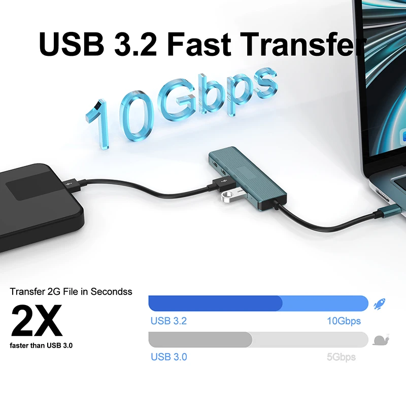 多機能延長ケーブル,USB 3.2ドックステーション,アダプタータイプc,スプリッター
