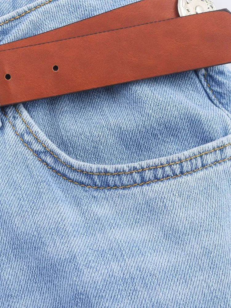 Jeans dritti a vita alta in tinta unita semplice temperamento versatile alla moda delle nuove donne in stile europeo