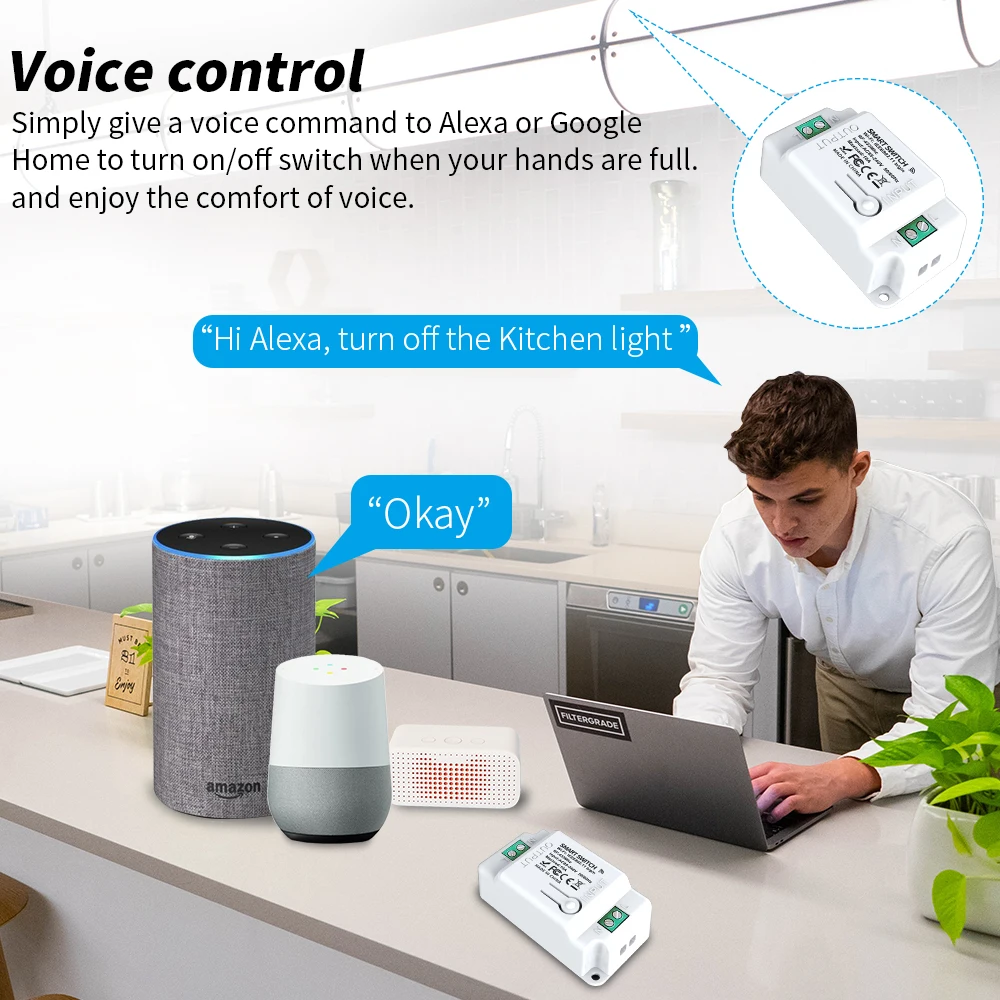 Tuya WiFi 433MHz Smart Home Wireless Timing Remote Control Wall Touch switch Appliances Google