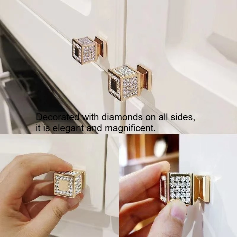 Diamond pull handle for wardrobe door, wine cabinet drawer door, small handle, single-hole square and round handles