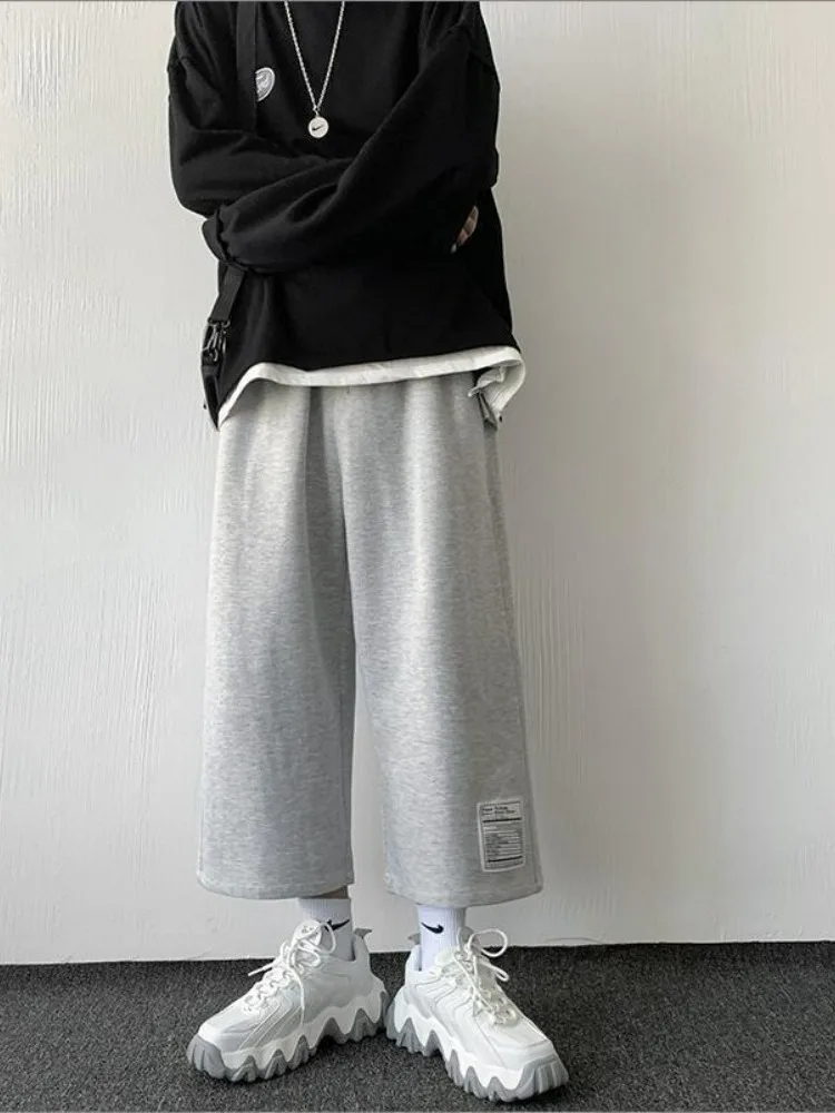 

Spring Autumn Wide Leg Pants Loose Casual Sports Sweatpants Straight Drapey Japanese Sle Versatile Nine Point Pants ex