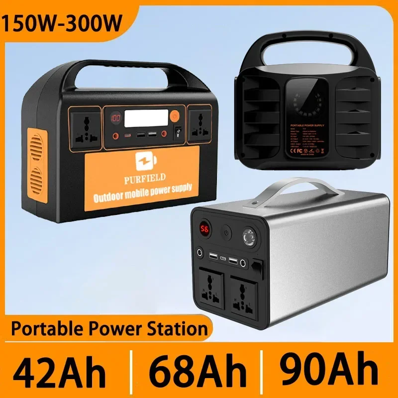 for Outdoor Camping 150W 180W 300W Portable Power Station Supply 42Ah-90Ah Solar Generator External Spare Battery Powerbank