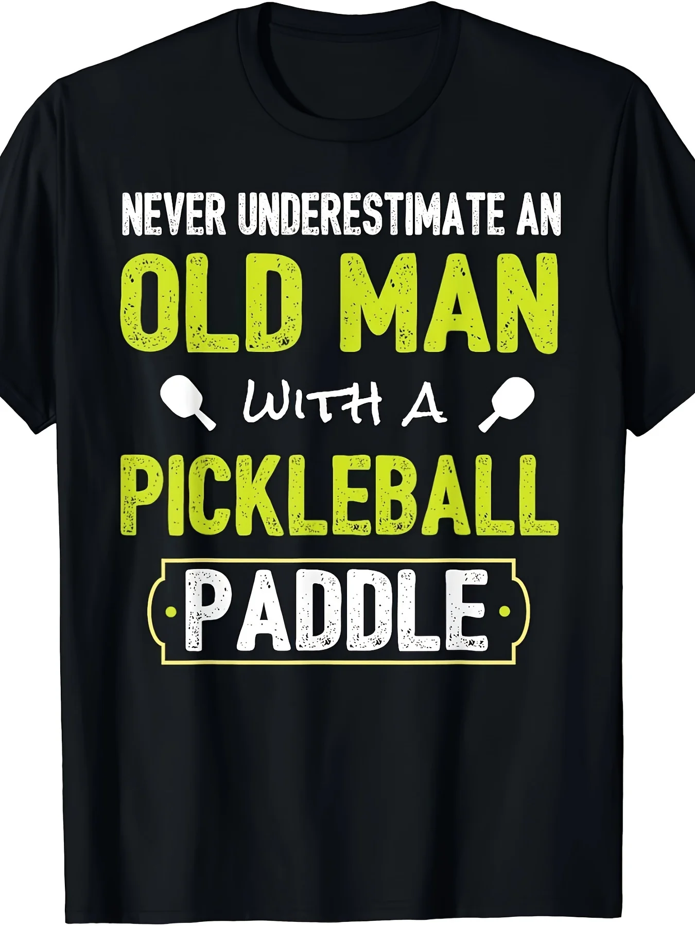1pc, Men's Fun Pickle and Oar Pattern T-Shirt - Breathable Short Sleeve Sport Casual Wear - Black High Outdoor Leisure Apparel,