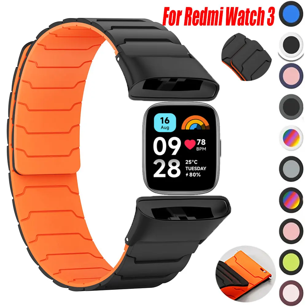 Redmi Watch 3 용 마그네틱 루프 스트랩 Xiaomi Redmi Watch 3 용 Correa 실리콘 스포츠 시계 밴드 Smartwatch 액세서리 팔찌