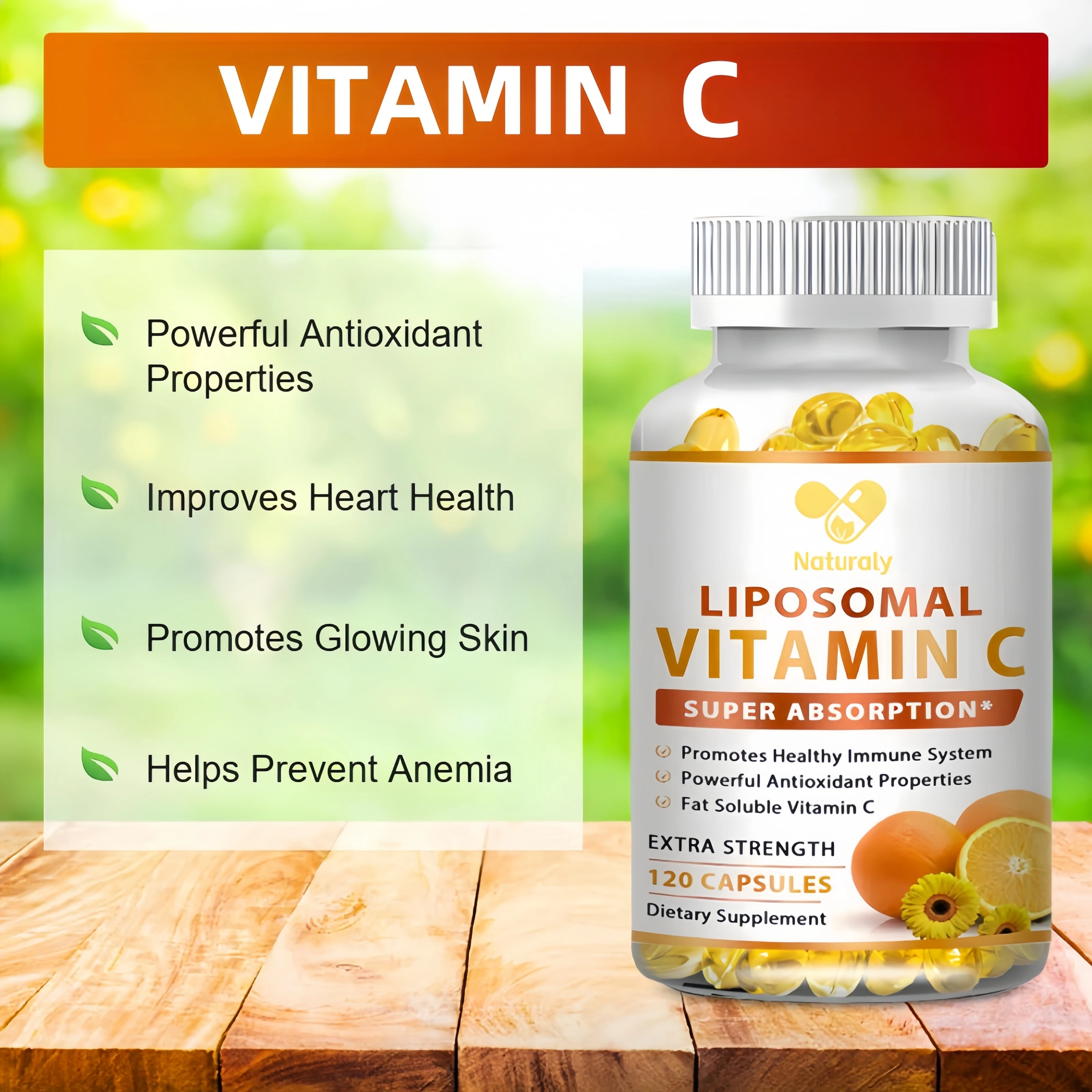 Suplemento de vitamina C com zinco, 30 60/120 cápsulas, Suplemento dietético de vitamina, Não OGM e sem glúten, Vegano