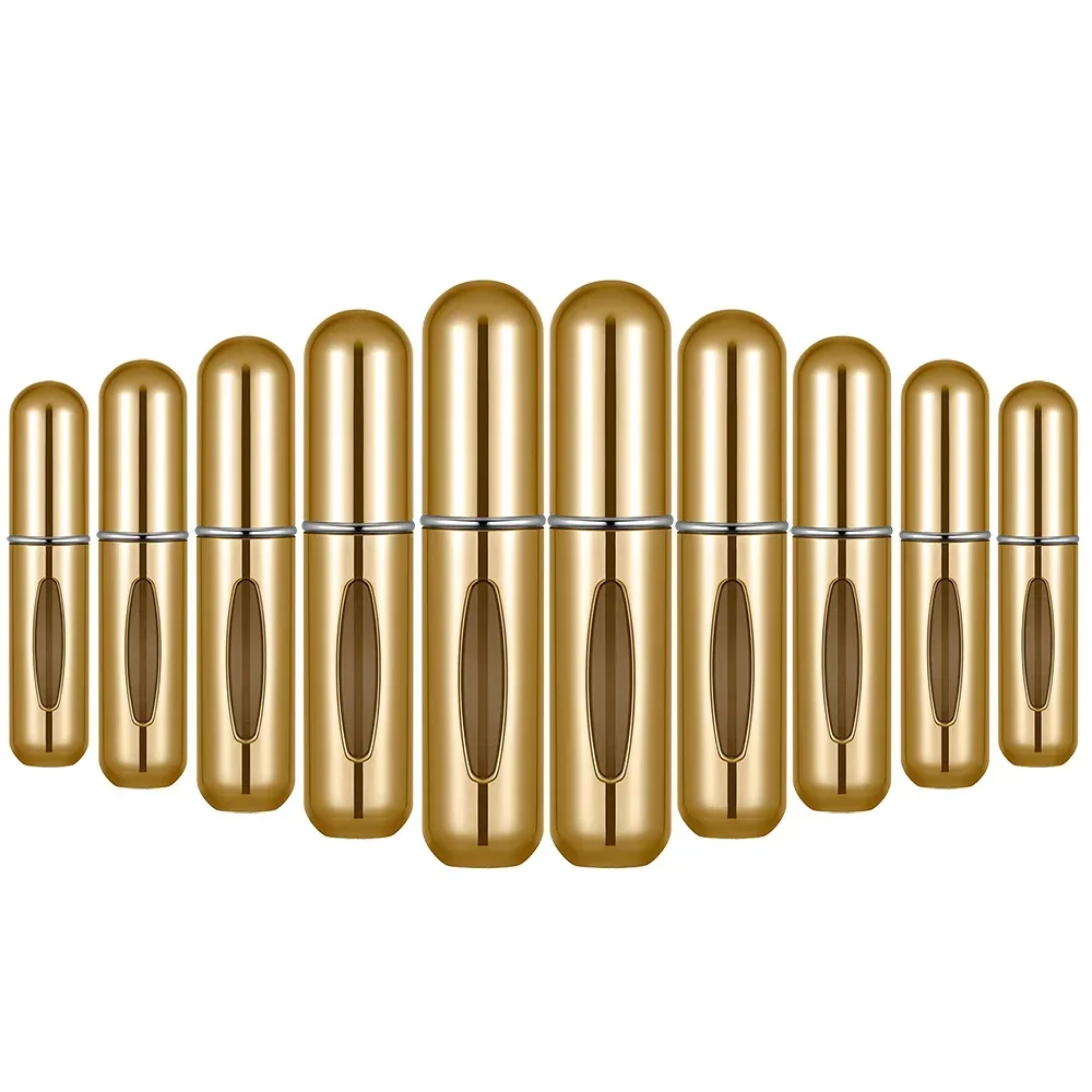 10 SZTUK 5ML Butelek na Perfumy z Dozownikiem na Dole, Przenośne Butelki Wielokrotnego Użytku z Rozpylaczem, Mini Puste Pojemniki na Kosmetyki