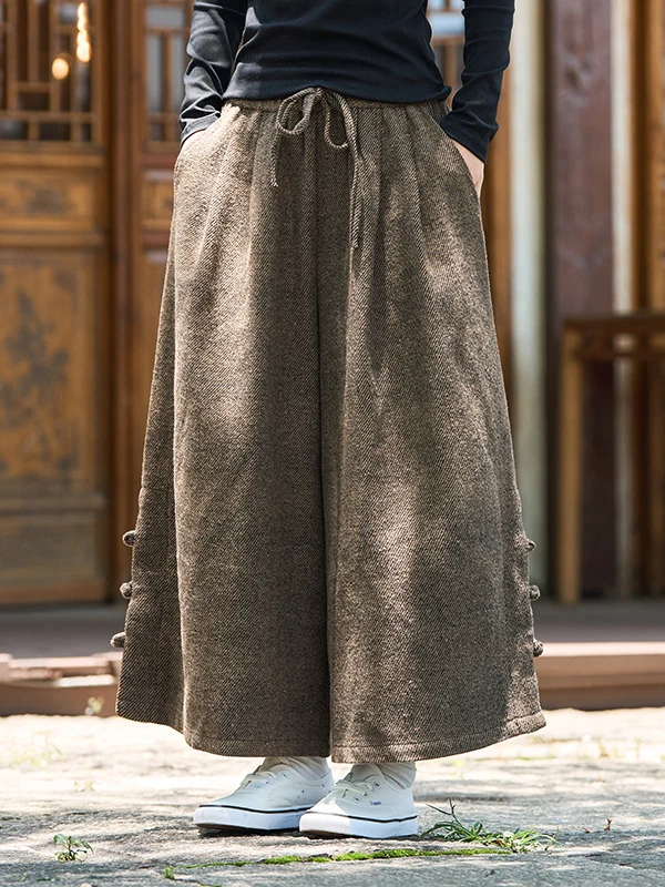 

Мужские свободные широкие повседневные брюки на пуговицах в стиле ретро, осень-зима, модные брюки прямого кроя, большие размеры, брюки с юбкой Ele