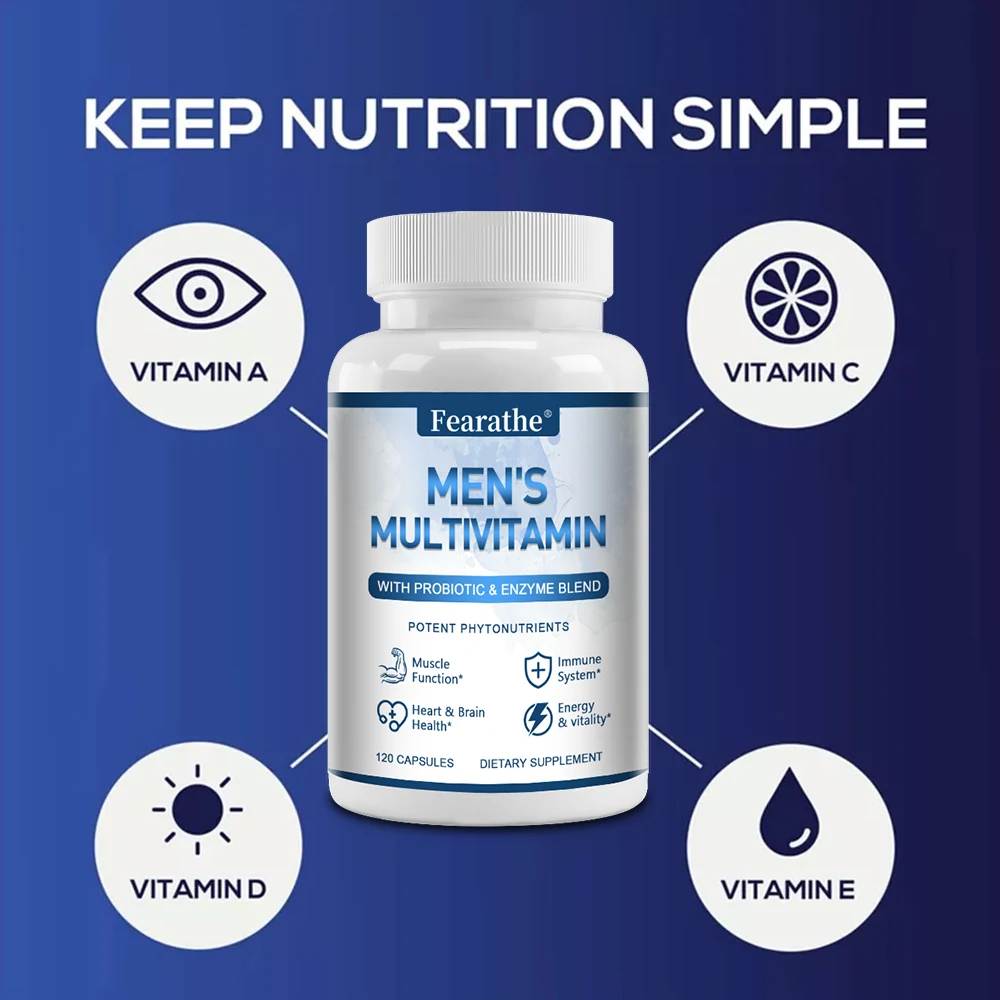 مكملات الفيتامينات المتعددة للرجال - فيتامينات ومغذيات متعددة يومية لدعم نمط حياة صحي ونشط، طاقة، قلب، صحة الدماغ