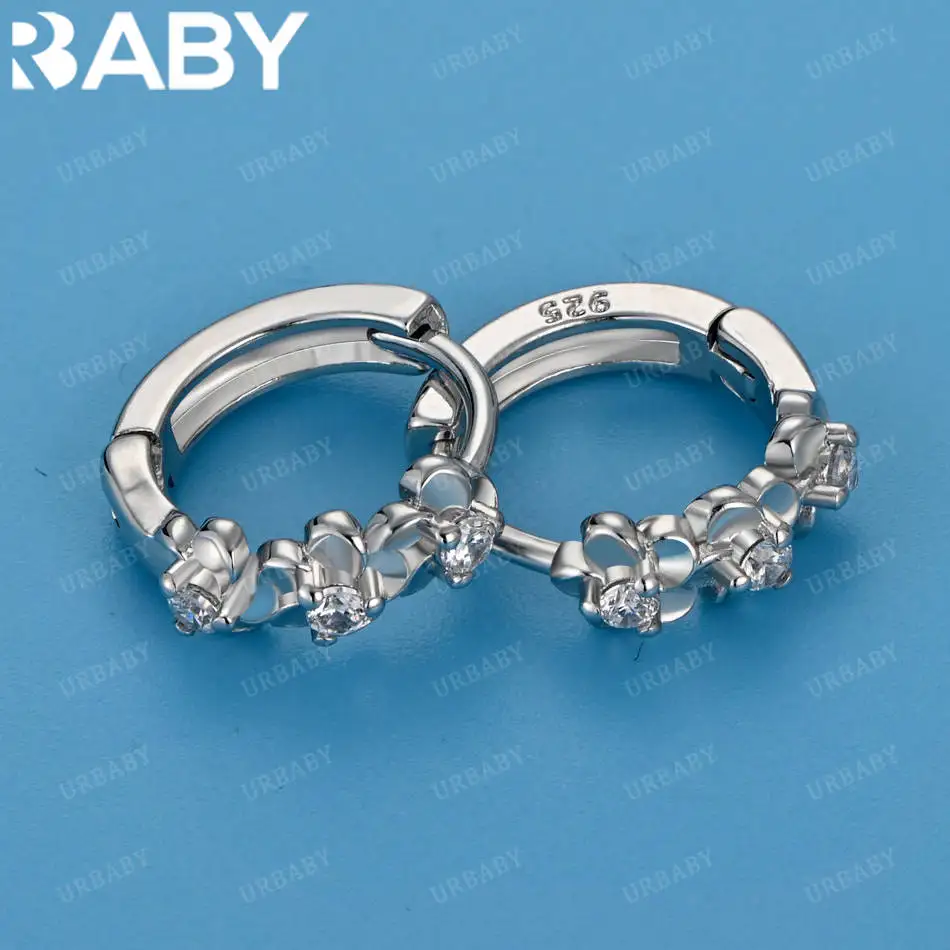 

URBABY 925 Sterling Silver Flowers Wedding Hook Beautiful High Quality Earring Jewelry For Women Daily Wear And Trend Gift