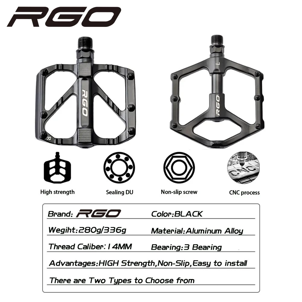 RGO  Ultra Light Bicycle Pedal Sealing Bearing Aluminum Alloy Anti slip Mountain Bicycle BMX Road Bicycle Pedal Accessories