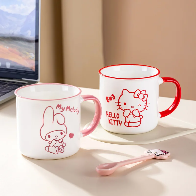 Sanurgente-Tasse en céramique Hello Kitty, Kuromi My Melody, Pochacco Cinnamoroll, Tasse mignonne pour la maison, le bureau, le thé, le petit déjeuner, Cadeaux pour filles, 310ml