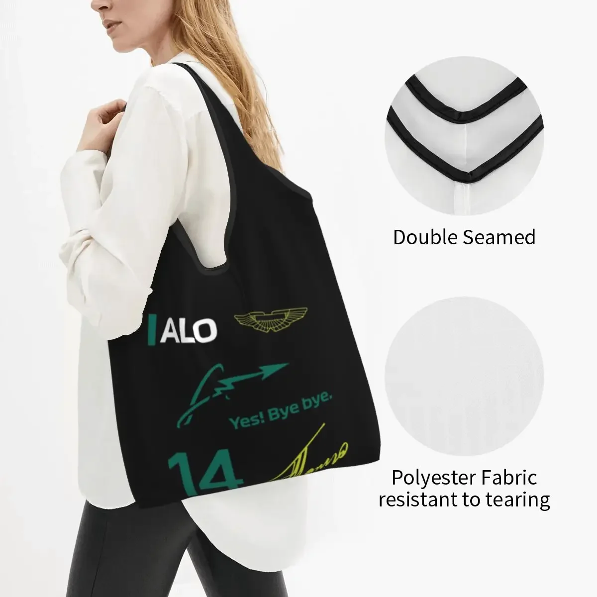 Recycling Alonso Automobile Race Shopping Bag Women Tote  Portable Fernando 14 Grocery Shopper s