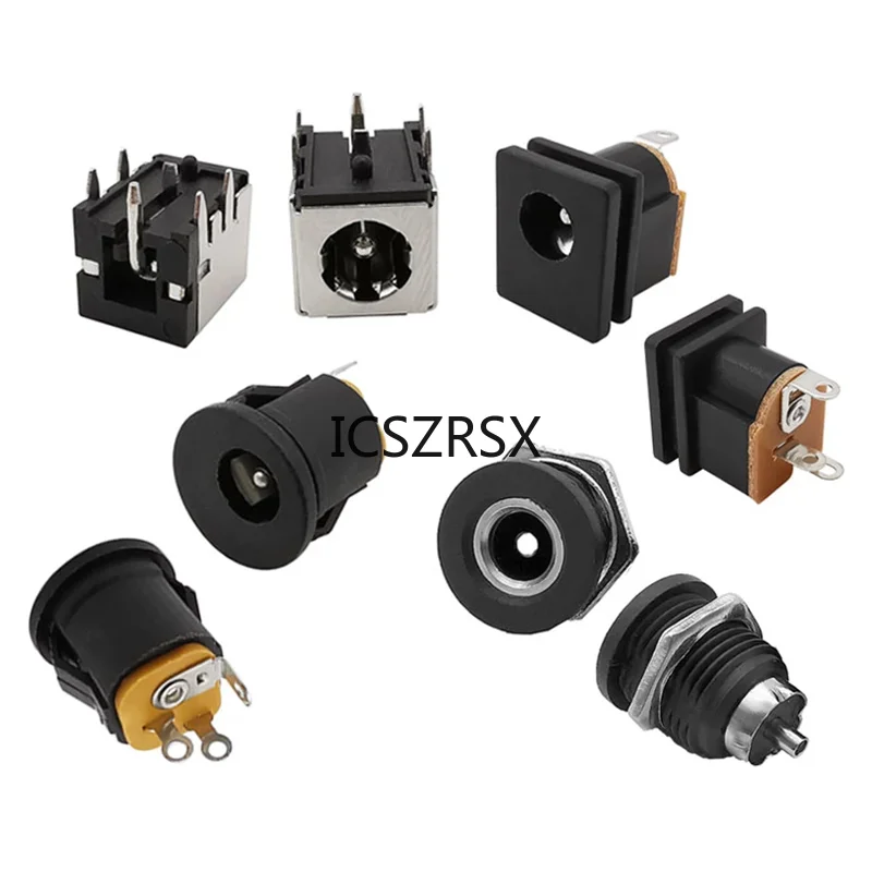 10Pcs DC Power Jack Socket Connector 5.5*2.1mm 3.5x1.3mm Male Female DC005 DC022 DC099 DC plug socket Nut Panel Mount Adapter