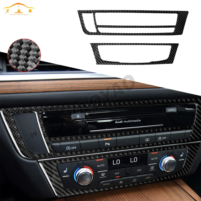 

For Audi A6 A7 S6 S7 C7 4G8 2012-2018 Real Carbon Fiber CD Air Conditioning Panel Trim Sticker Cover Car Interior Accessories