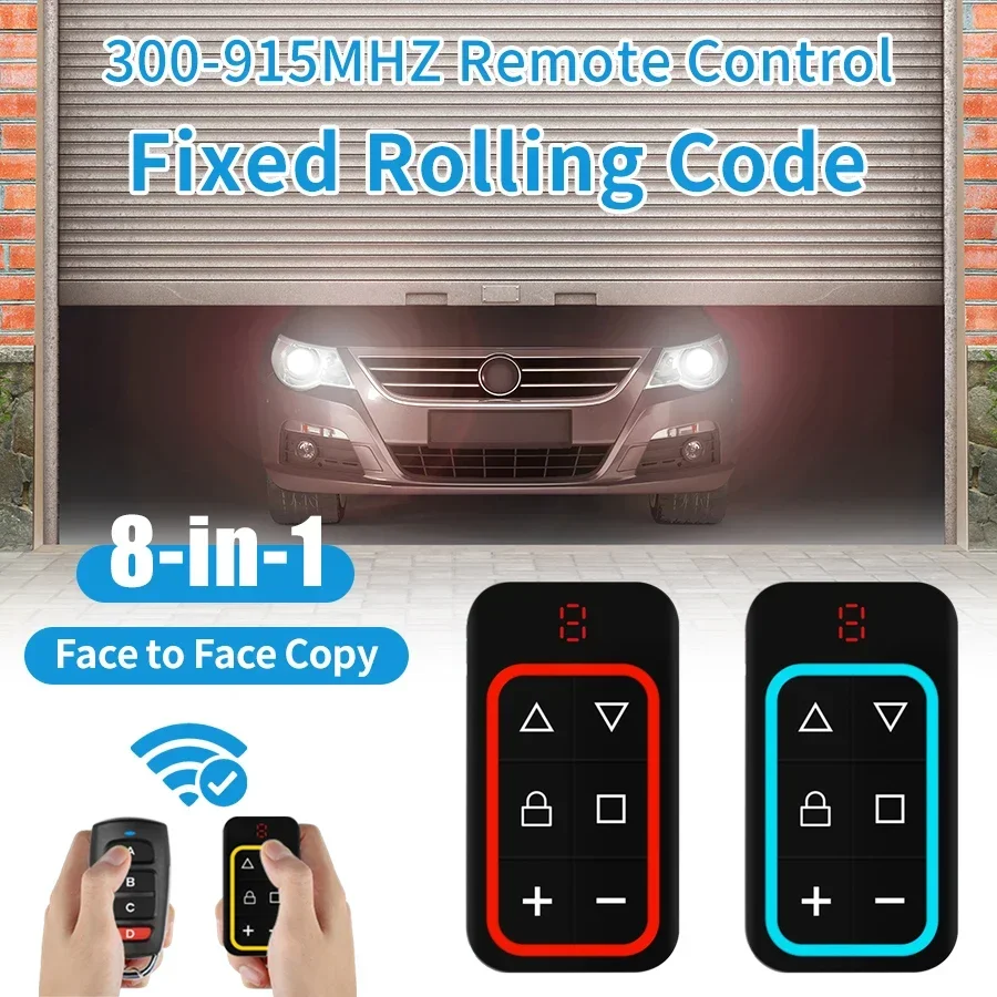 Rechargeable 8 Channel Multi Frequency Garage Door Remote Control 300-915MHz Garage Door Opener Copy Duplicator Code Transmitter