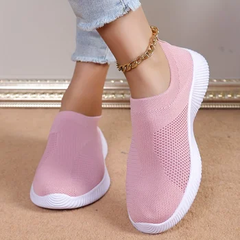 Chaussures pour femmes roses chaussures plates respirantes c...