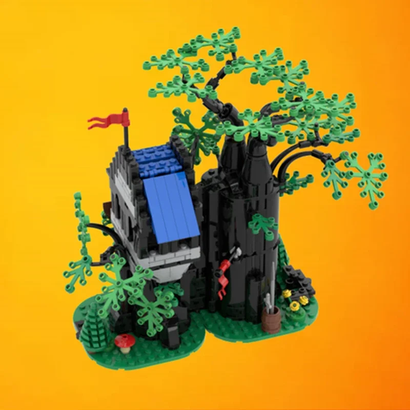 htmoc MOC بيوت شجرة صغيرة بيت الغابات بنة مجموعة شجرة منزل نموذج التعليم ألعاب الطوب للأطفال هدية عيد ميلاد