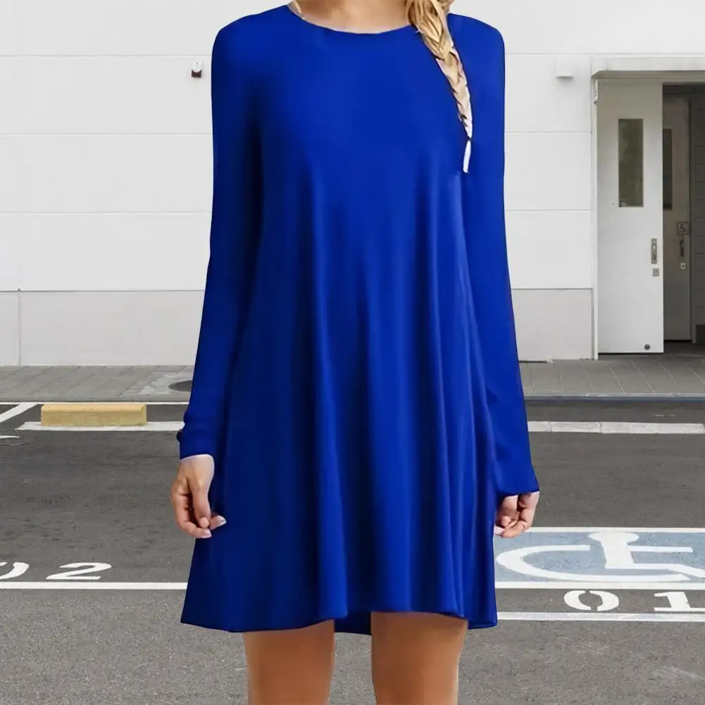 Long Sleeve Dress Women Dress Elegant A-line Pleated Mini Dress for Women Casual Daily Wear Long Sleeves for School Work Outfits