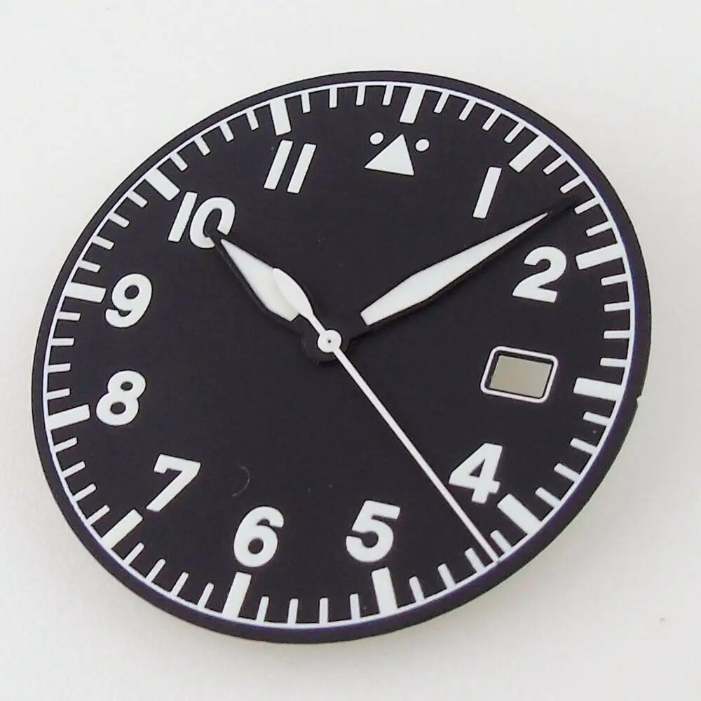 Funda de cristal de zafiro de 39mm para reloj, compatible con movimiento NH35 NH36 (caja + esfera + Mano Negra)