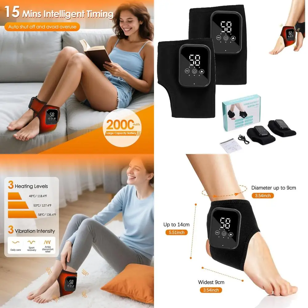 

Triple Action Foot Massager, Portable Ankle Wrap for Tendinitis and Plantar Fasciitis Relief (Black)