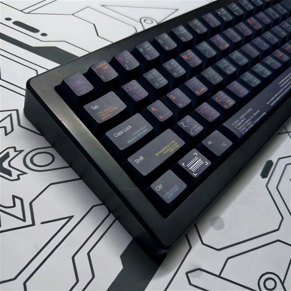 

130 Keys Black Programmer Keycap Set PBT Cherry for Gaming Mechanical Keyboard MX Switch 60/84/98/108