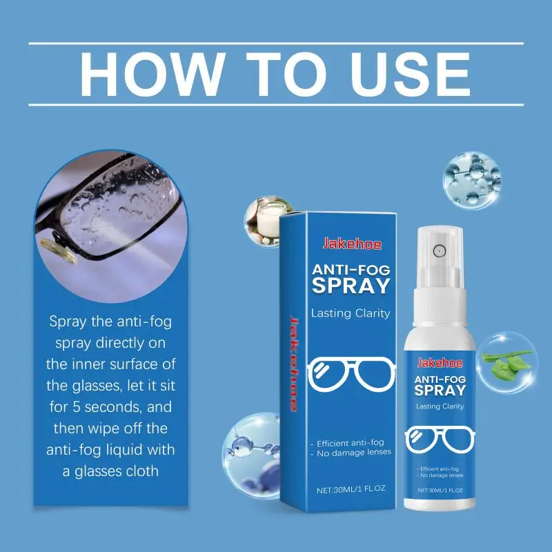 Eyeglass Anti-Fog Cleaning Spray Long-Lasting Anti-Fog & Cleaning Spray For Eyeglasses Providing Clear Vision & Lens Maintenance