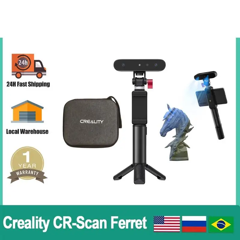 Top 3D Scanner CR-Scan Ferret 3D Scanner Portable Handheld Scanner 30 FPS Quick Scan 0.1mm Accuracy Dual Mode Scanning