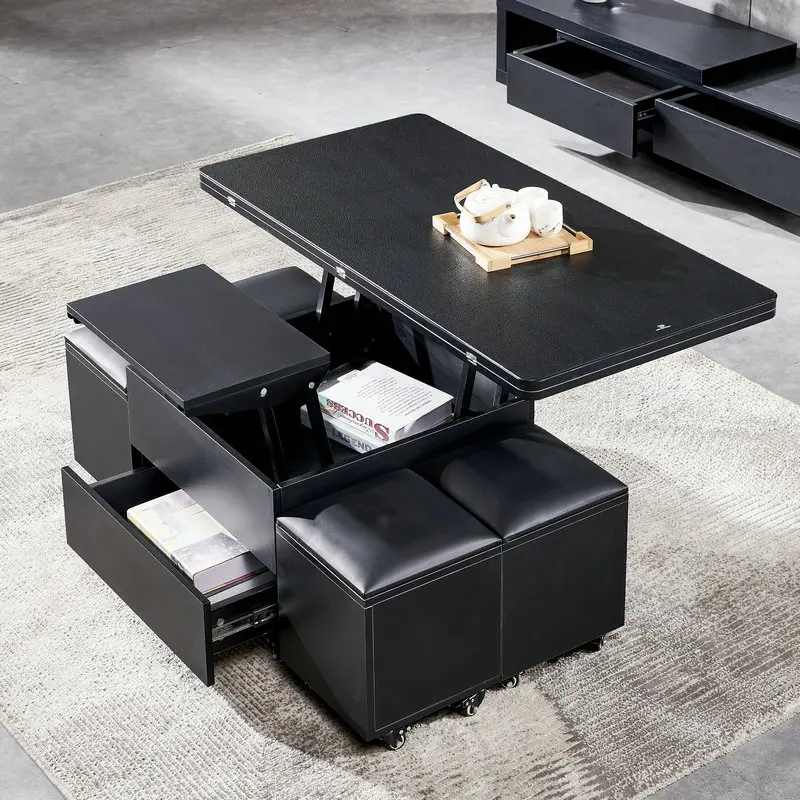 Lifting Coffee Table Folding and Retractable Flaming Stone Coffee Table Dual-use Dining Table Does Not Include Chairs