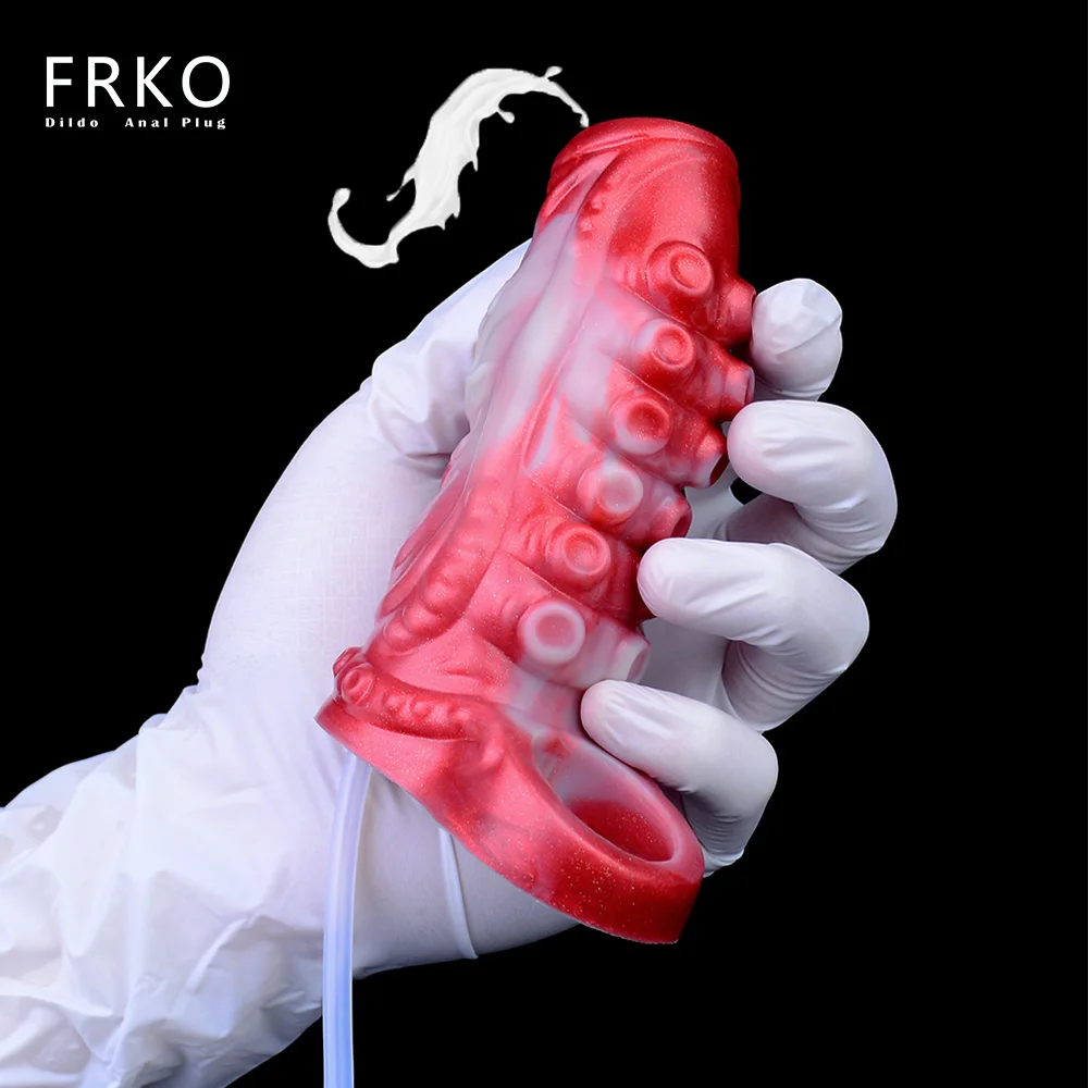 FRKO Squirting Octopus Reusable Penis Condoms Delay Ejaculation Cock Rings Dick Sleeve Enlargement Sex Toys For Men Couples M L