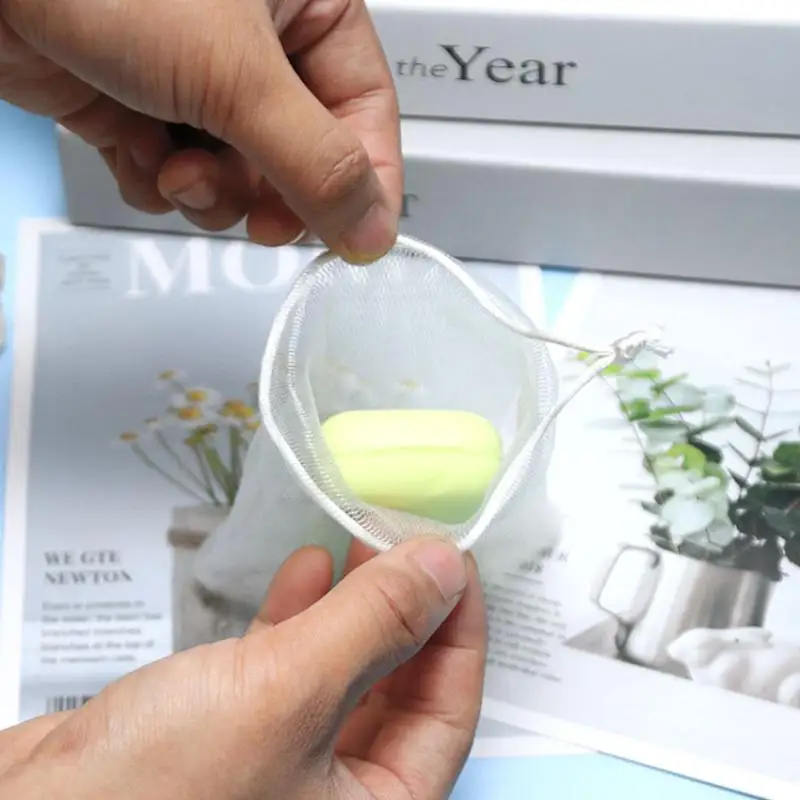 50Pcs Eco Friendly Plastic Mesh Drawstring Bags Reusable Breathable for Spice Soap Kitchen Storage