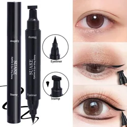 Double-Headed Stamp Eyeliner Pencil Matte Black Quick Drying Waterproof Triangle Seal Eye Liner Long-lasting Women Eyes Makeup