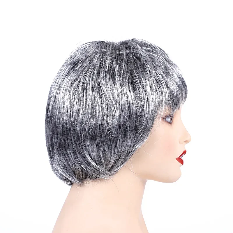 Perruque de cheveux noire et blanche, accessoires d'Halloween, perruques de fête costumée