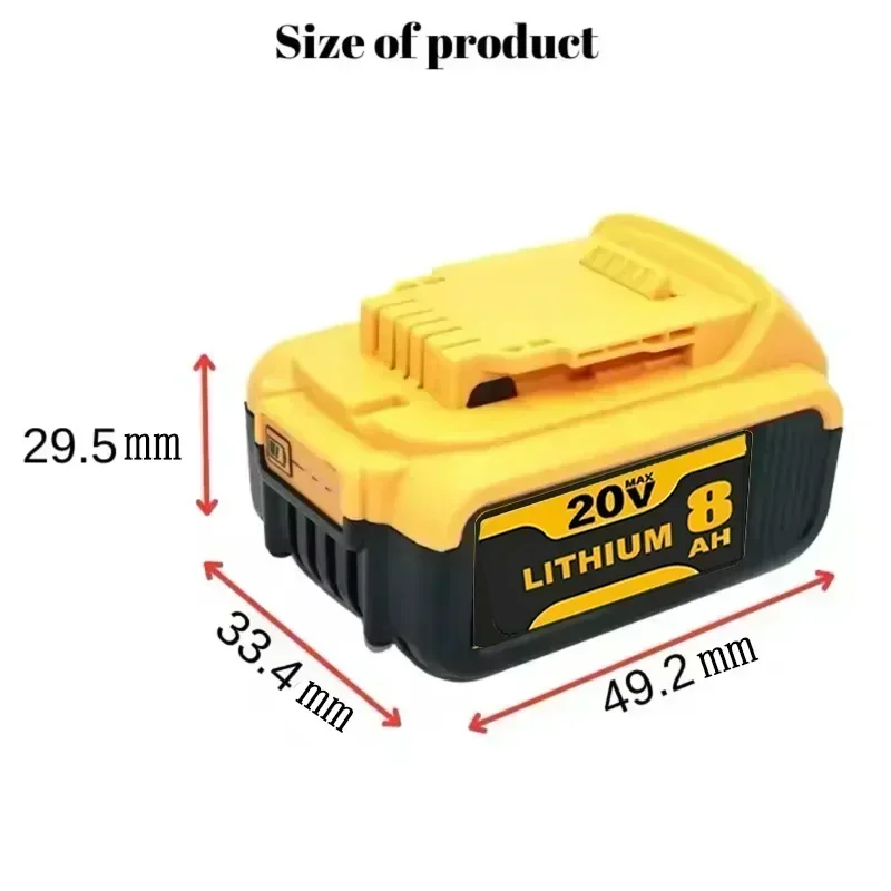 Substituição da ferramenta elétrica da bateria de lítio 20v 6a \ 8a \ 12a max para dewalt dcb184 dcb181 dcb182 dcb200 20v 18v 20v bateria de lítio