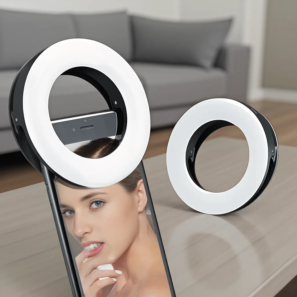 USB Rechargeable Selfie Ring Light - Portable LED Clip-On Fill Light for Phone & Laptop