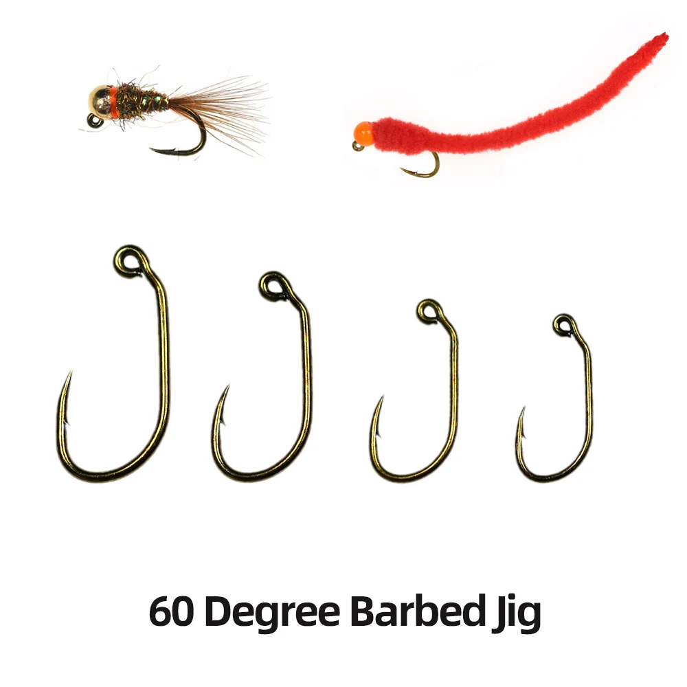 50 Stück 60-Grad-Widerhaken-Jig-Nymphenhaken, Euro-Nymphen-Fliegenbindehaken, Nassfliegen-Wide-Gap-Forellenangelhaken # 10 # 12 # 14 # 16