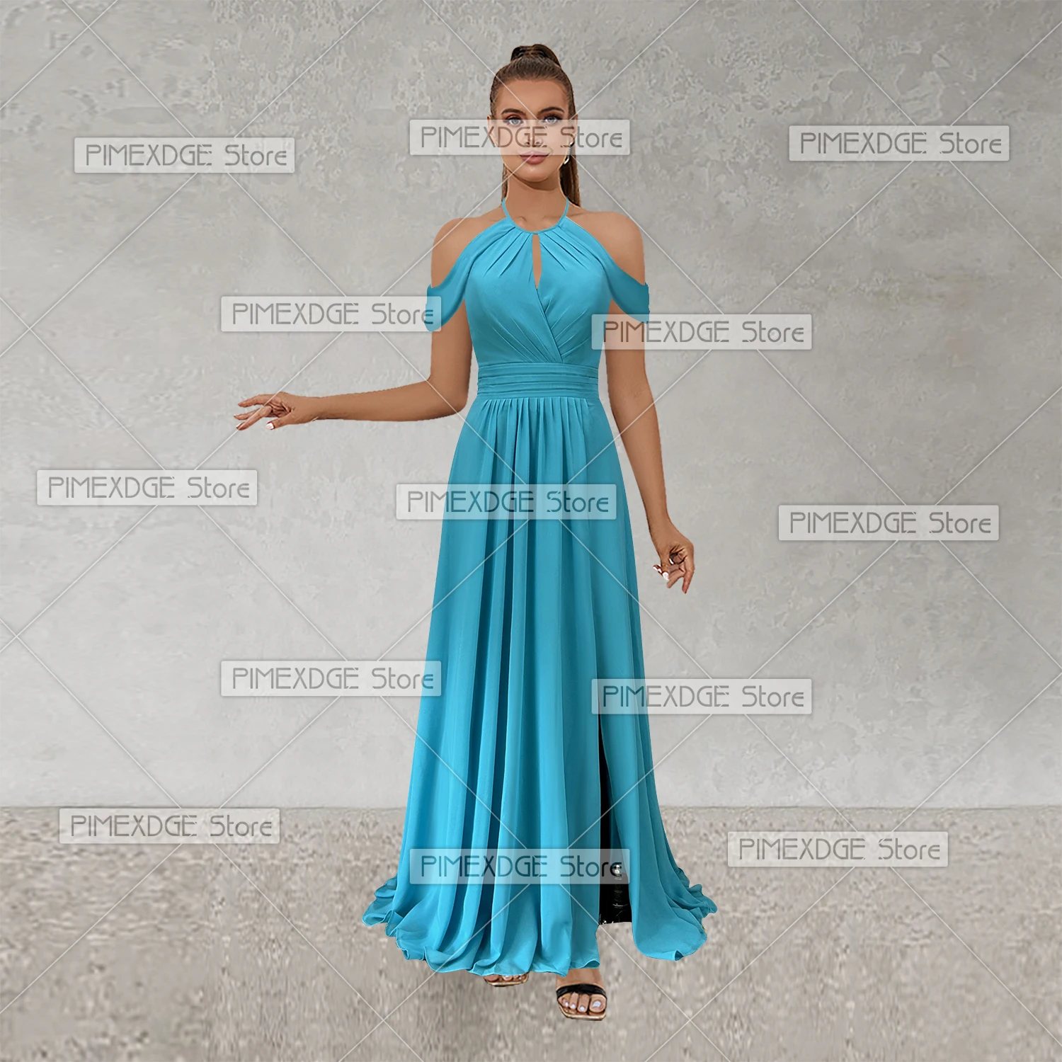 

Women's Banquet Chiffon Dresses A-Line Halter Backless Floor-Length Dresses for Prom Birthday Party Banquet Cocktail Party