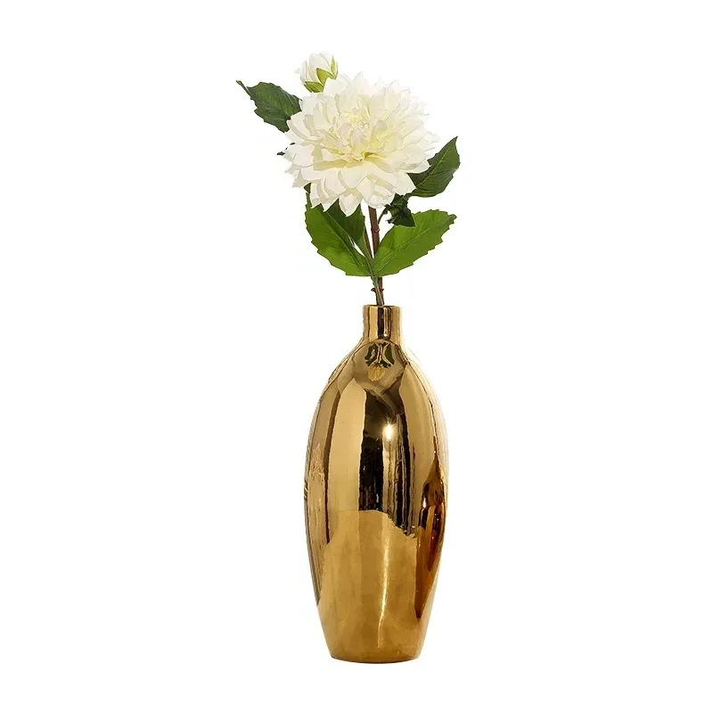 Large Gold Ceramic Vase European Simple Modern Table Flower Vase Living Room Decoration Floreros