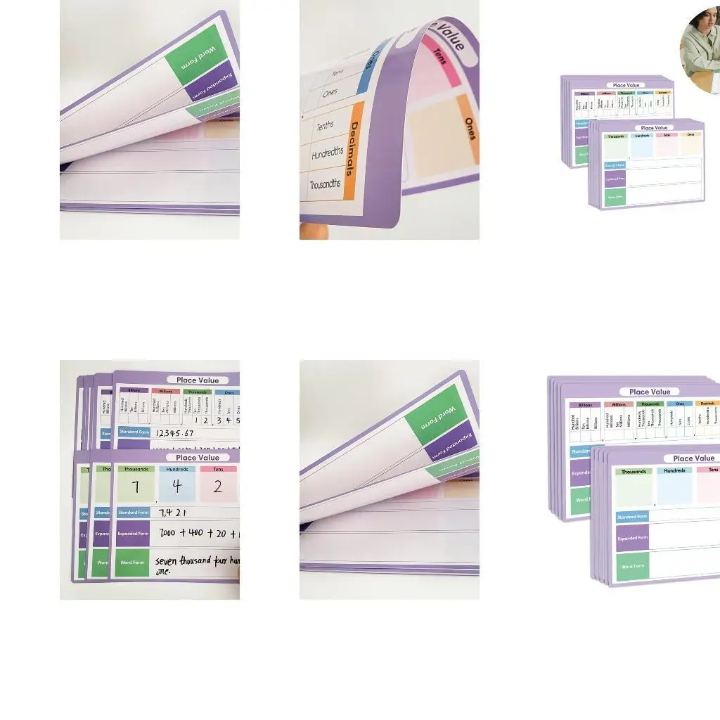 Number Writing Practice Set for Classroom Review, Place Value Learning Sheet with Spacious Boxes and Standard Expanded Word Form