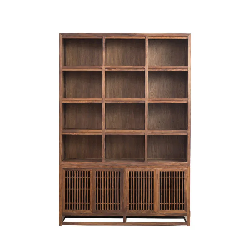 LTT New Chinese Solid Wood Bogu Rack Black Walnut Tea Cabinet Shelf